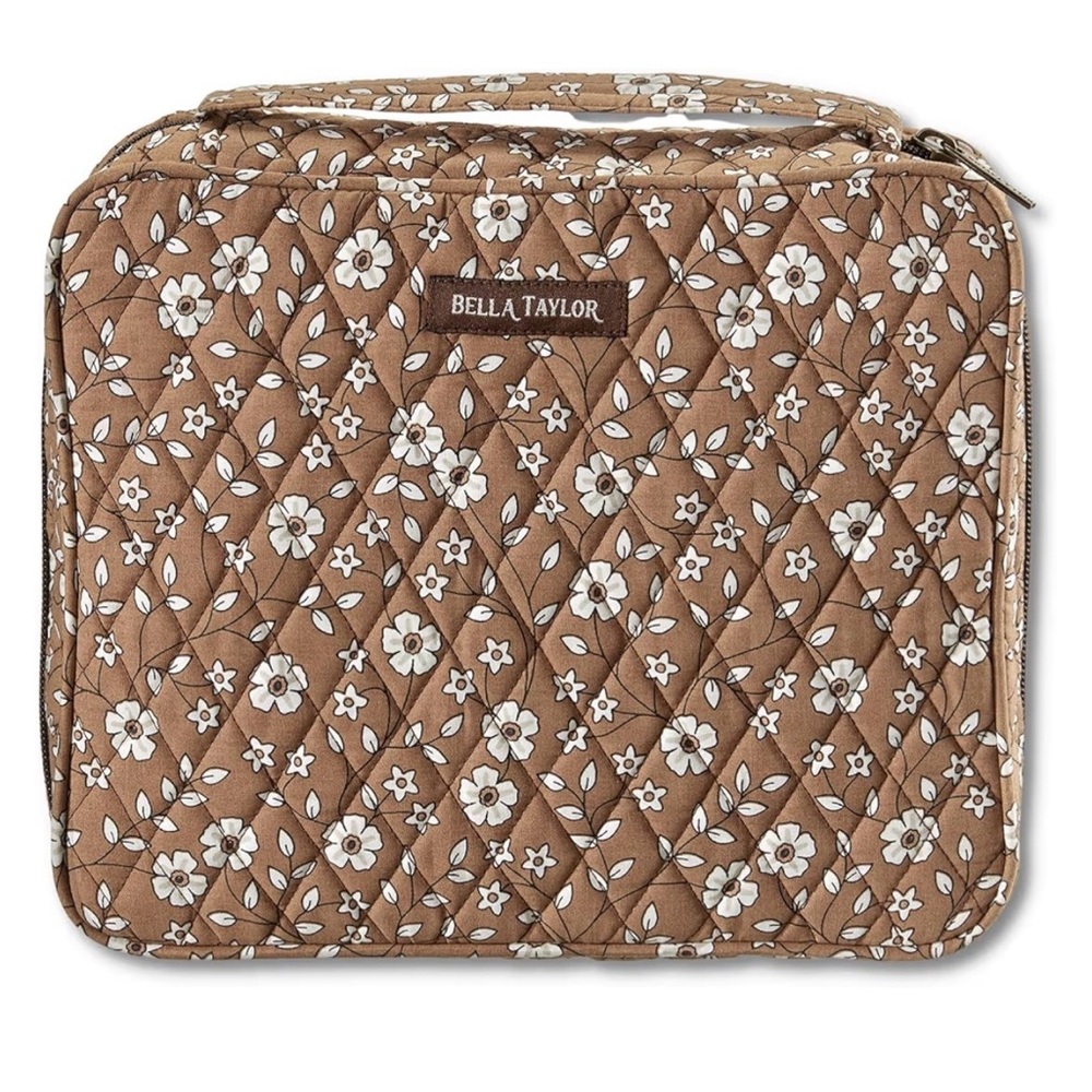 Bella Taylor Quilted Bible Cover Vintage Brown Floral Book Holder